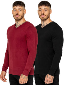 Kruze | Mens V-Neck Knitted Jumper 2 Pack