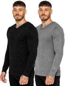 Kruze | Mens V-Neck Knitted Jumper 2 Pack