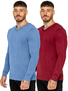 Kruze | Mens V-Neck Knitted Jumper 2 Pack