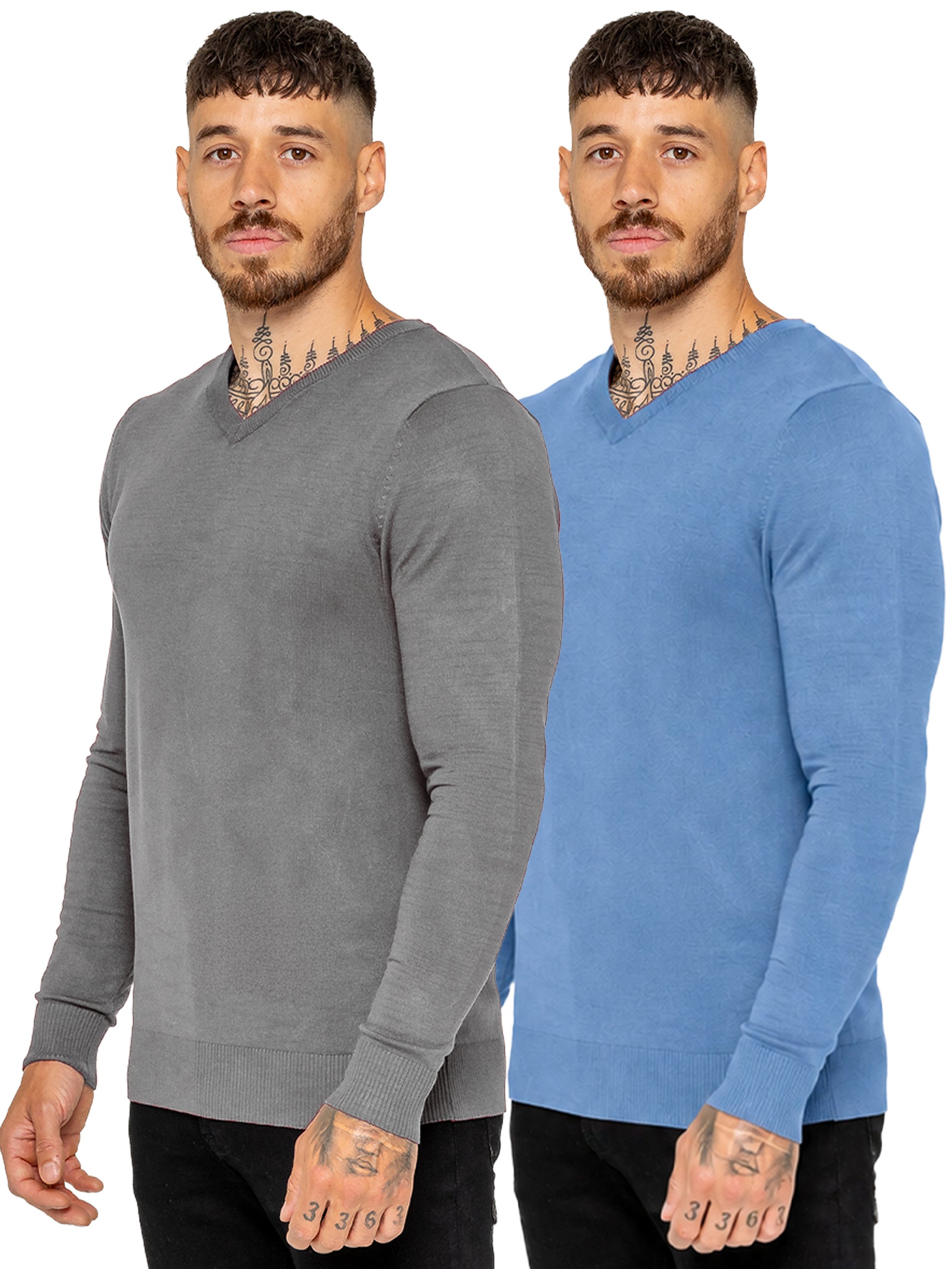 Kruze | Mens V-Neck Knitted Jumper 2 Pack