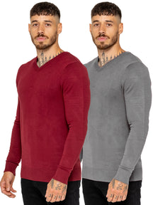 Kruze | Mens V-Neck Knitted Jumper 2 Pack