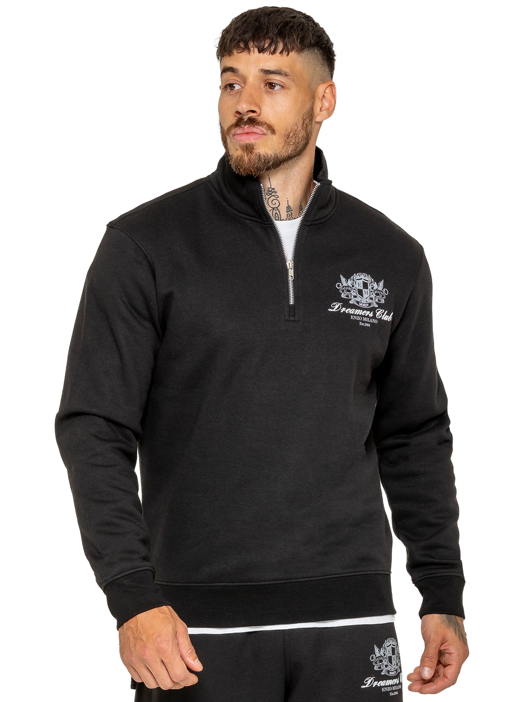 Enzo Milano | Mens Printed Motif Half Zip Sweatshirt