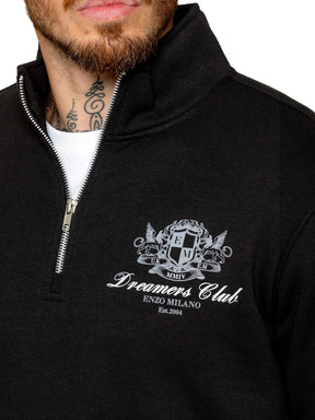 Enzo Milano | Mens Printed Motif Half Zip Sweatshirt