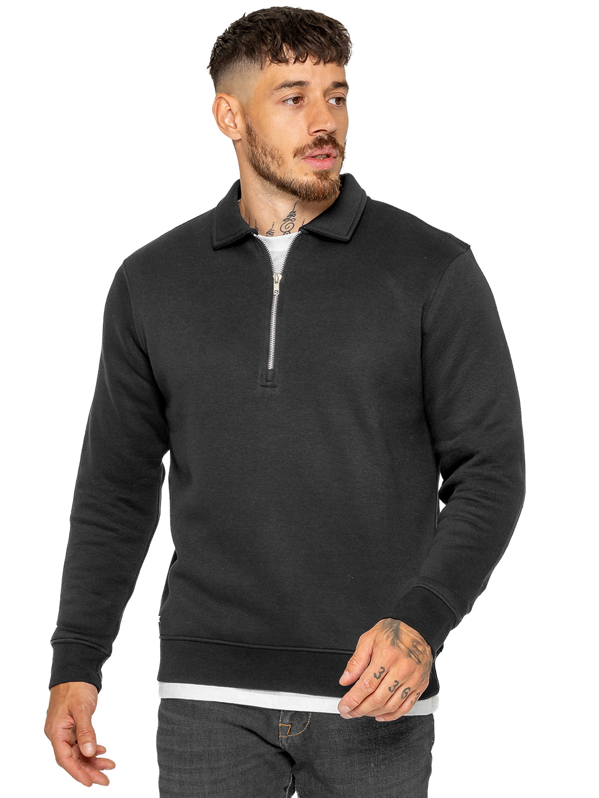 Enzo Milano | Mens Half Zip Collared Sweatshirt
