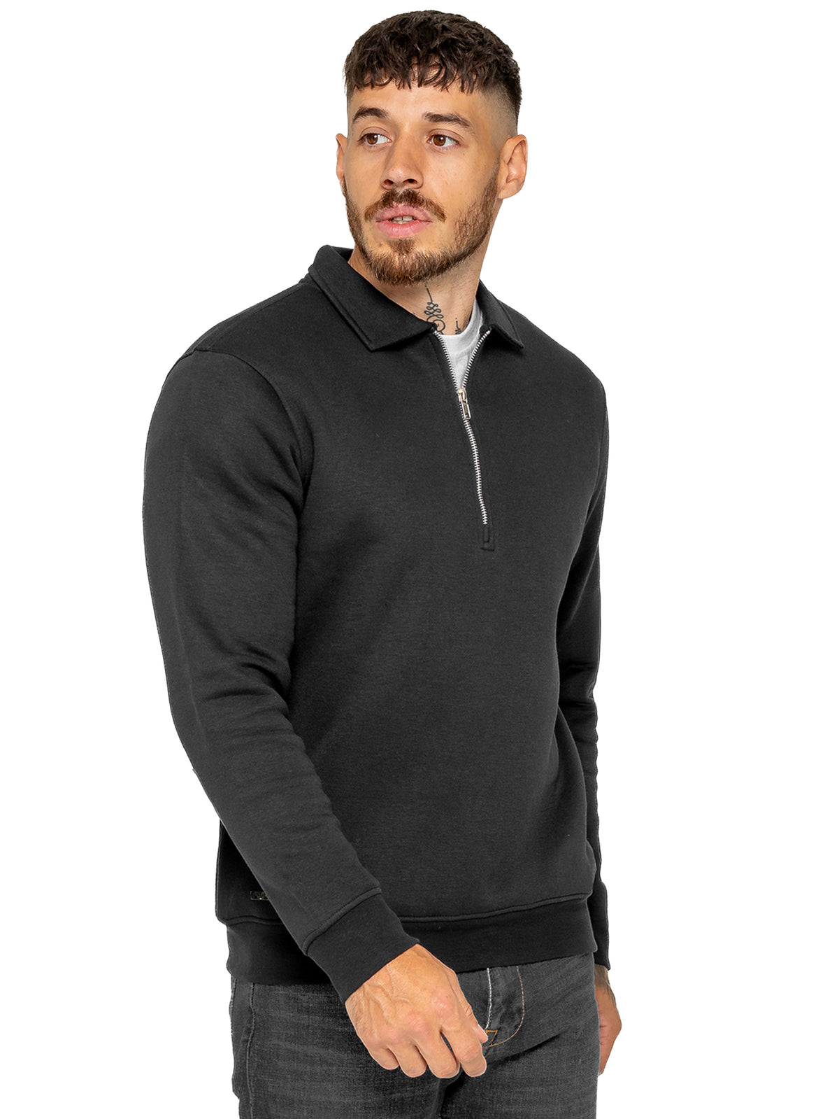 Enzo Milano | Mens Half Zip Collared Sweatshirt