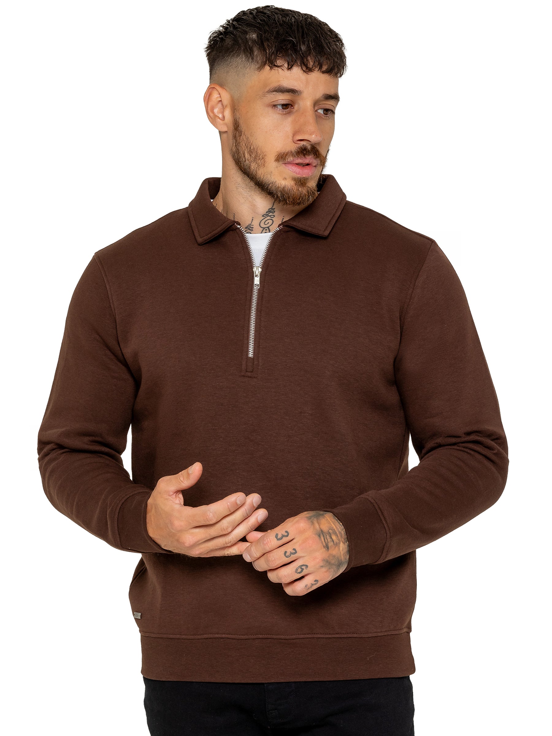 Enzo Milano | Mens Half Zip Collared Sweatshirt