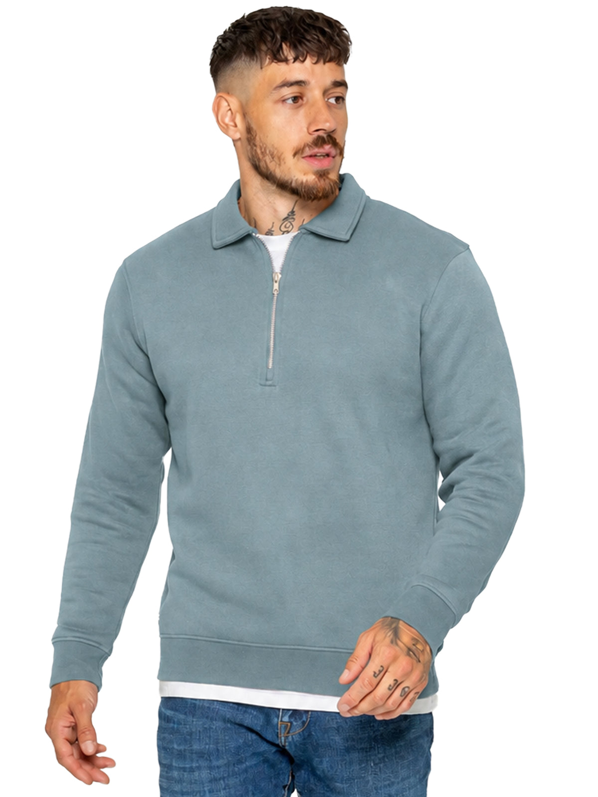 Enzo Milano | Mens Half Zip Collared Sweatshirt