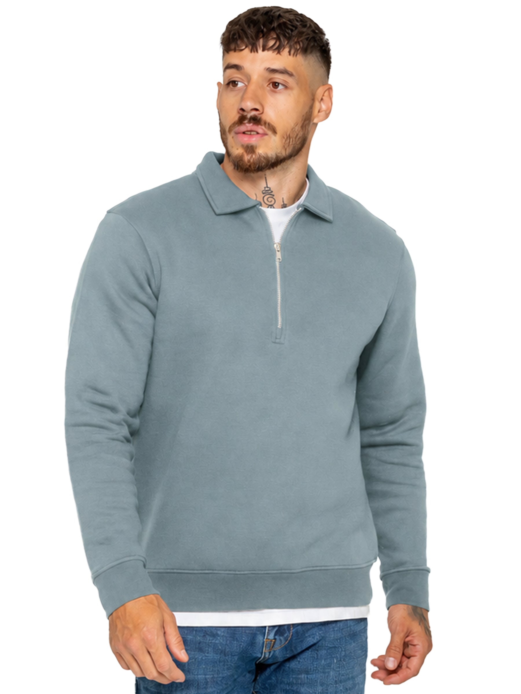 Enzo Milano | Mens Half Zip Collared Sweatshirt