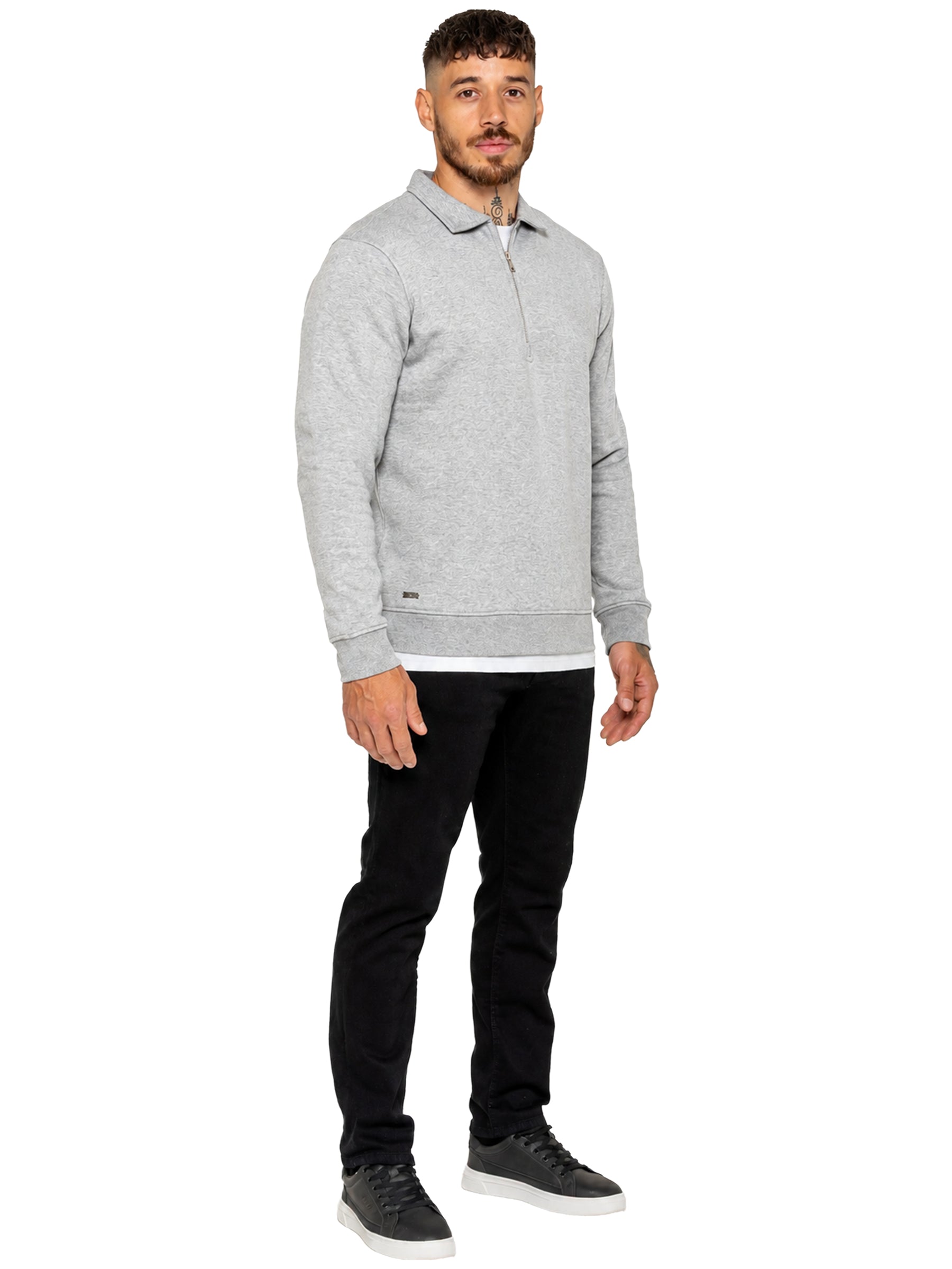 Enzo Milano | Mens Half Zip Collared Sweatshirt
