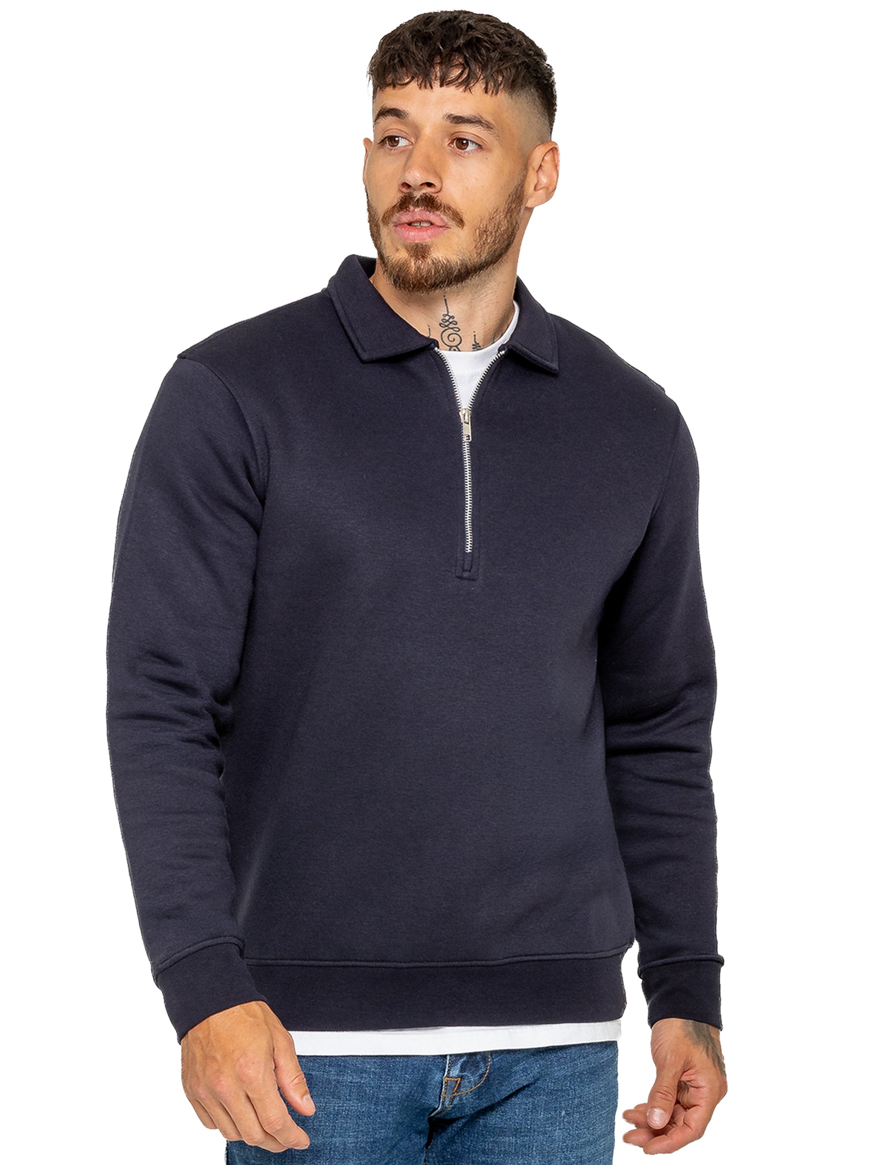 Enzo Milano | Mens Half Zip Collared Sweatshirt