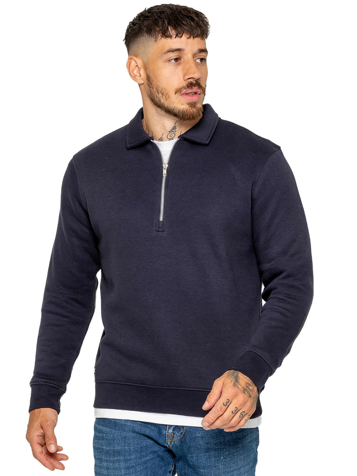 Enzo Milano | Mens Half Zip Collared Sweatshirt