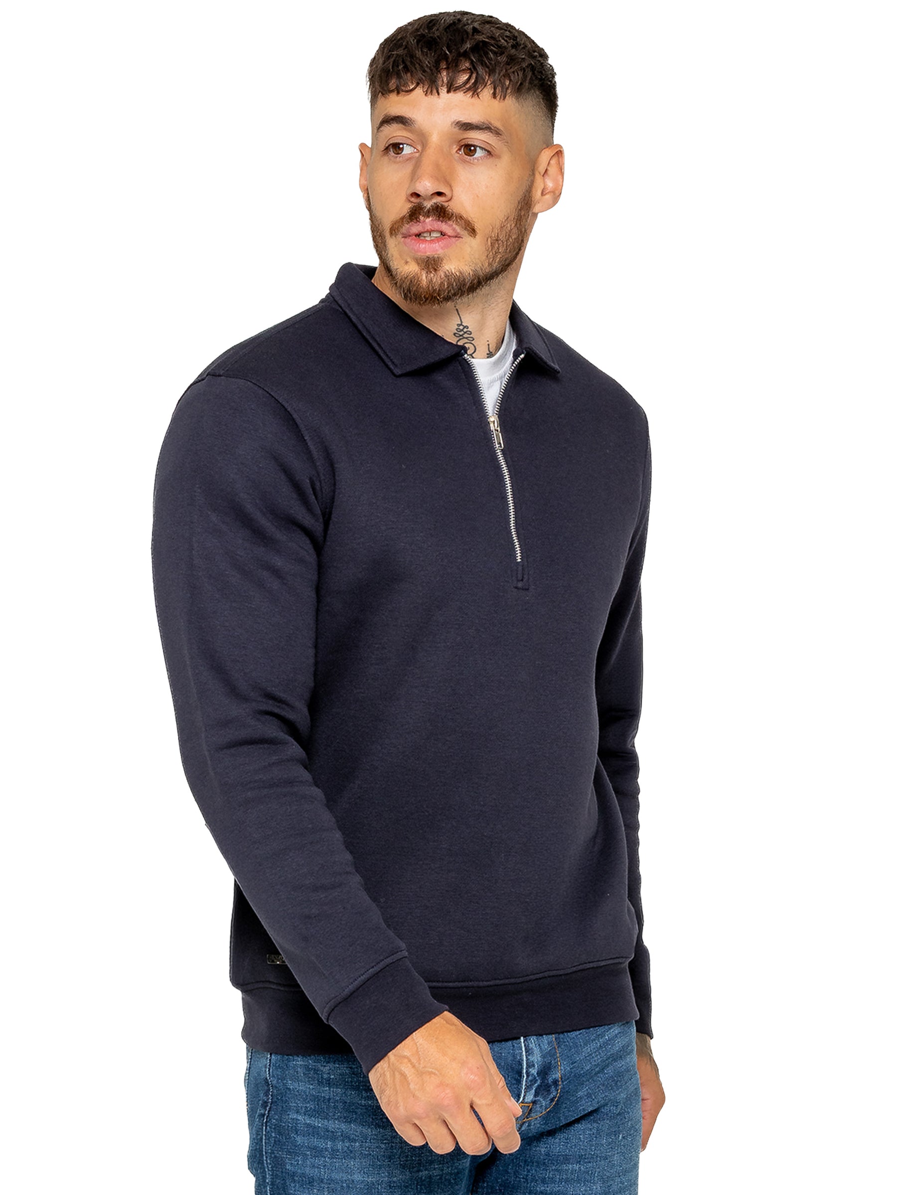Enzo Milano | Mens Half Zip Collared Sweatshirt