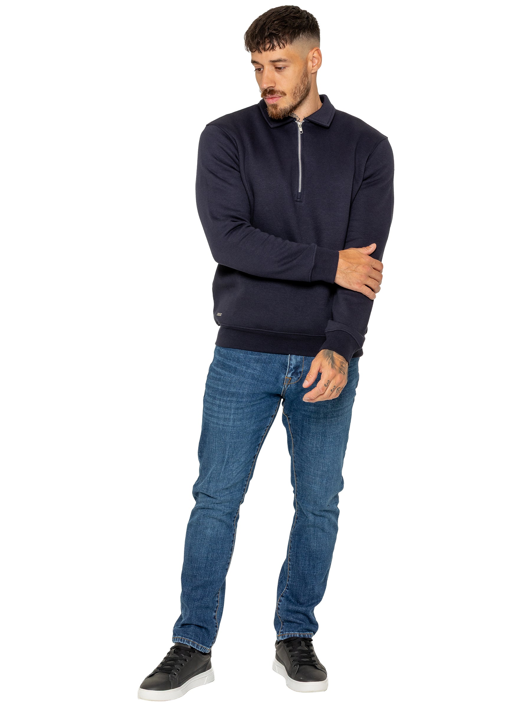 Enzo Milano | Mens Half Zip Collared Sweatshirt
