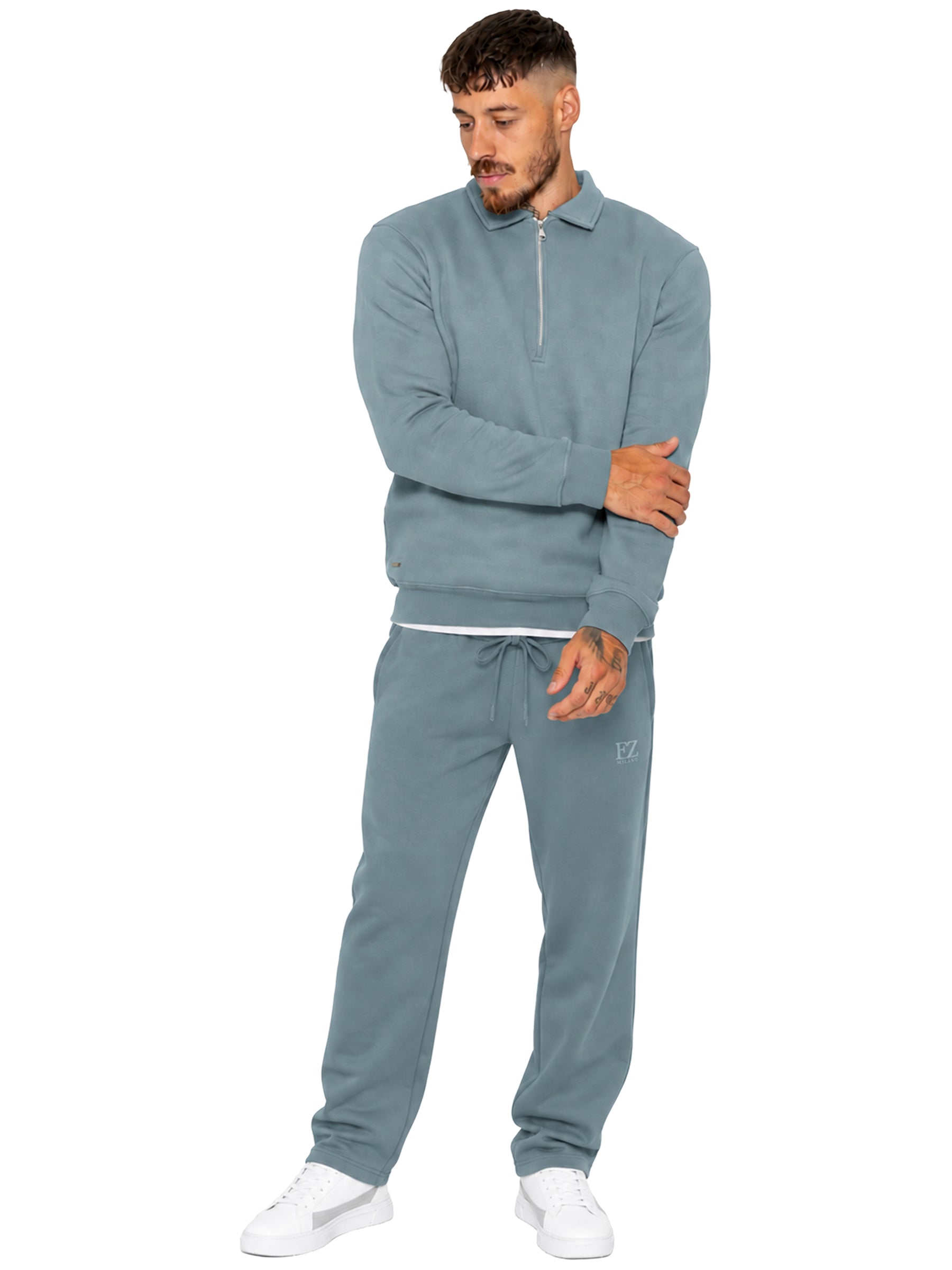 Enzo Milano | Mens Half Zip Sweatshirt & Joggers Tracksuit
