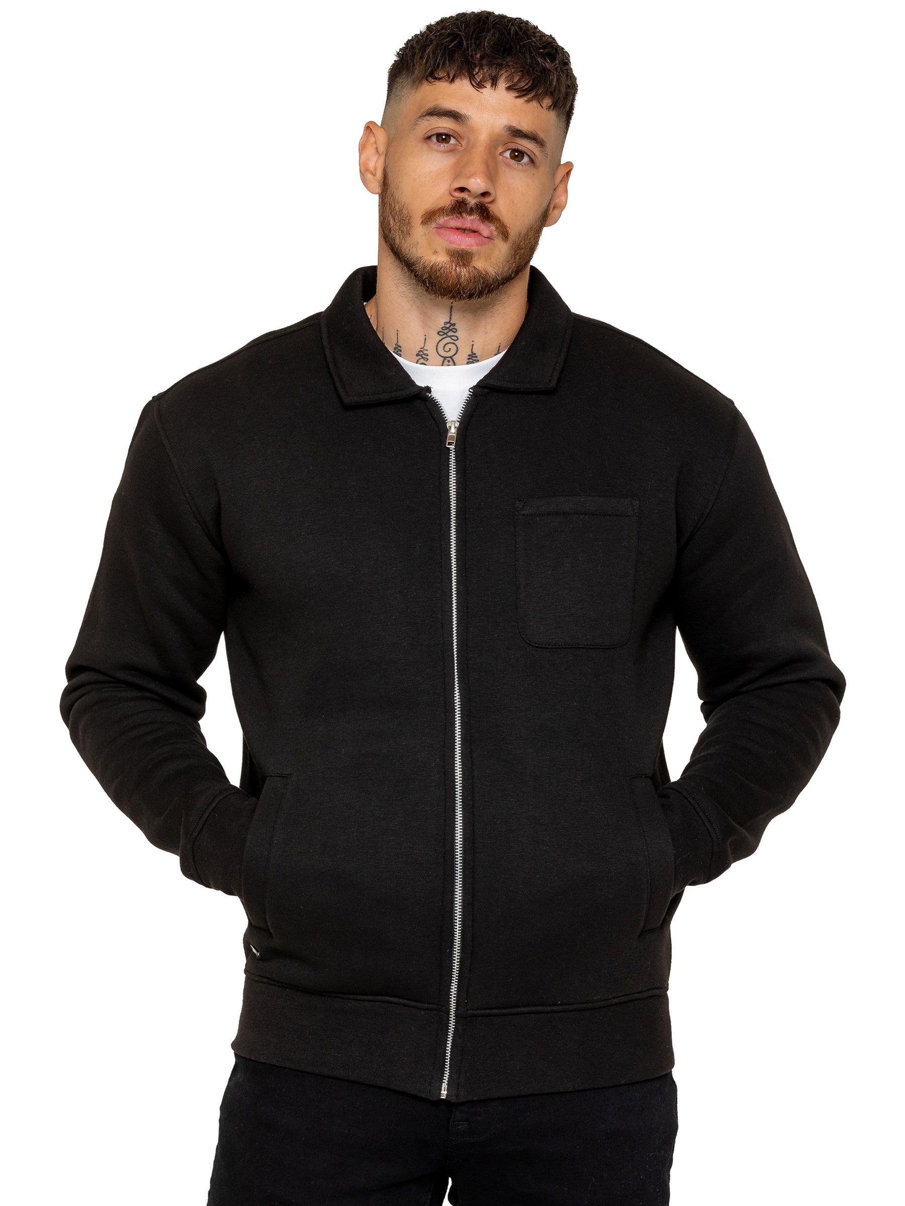Enzo Milano | Mens Full Zip Collared Sweatshirt
