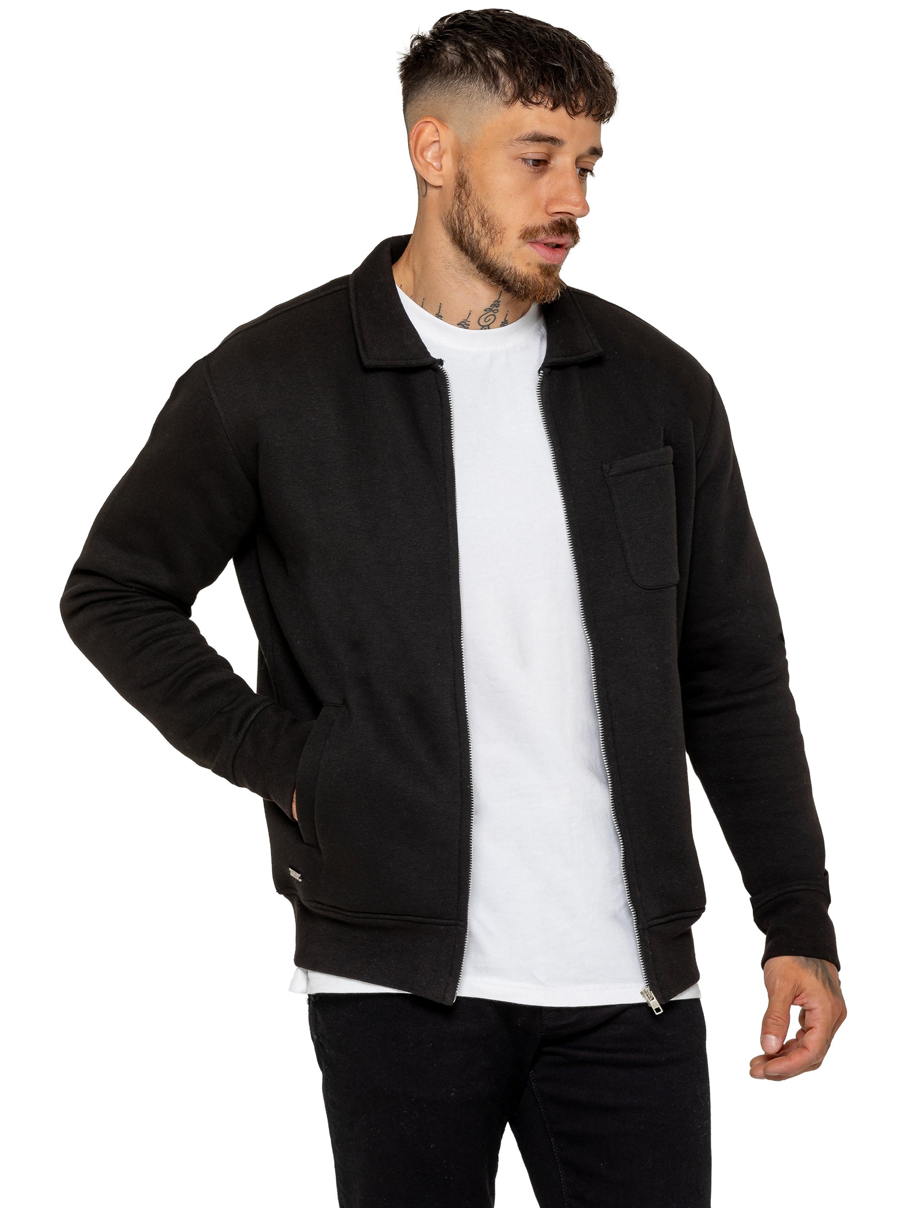 Enzo Milano | Mens Full Zip Collared Sweatshirt