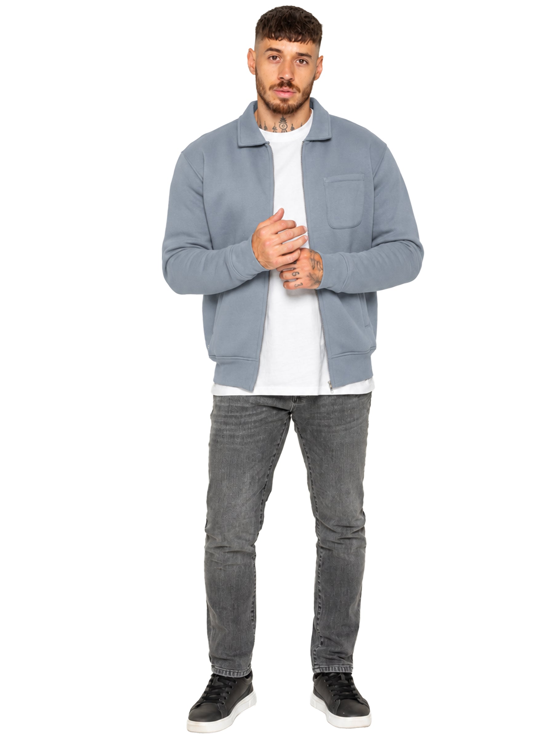 Enzo Milano | Mens Full Zip Collared Sweatshirt