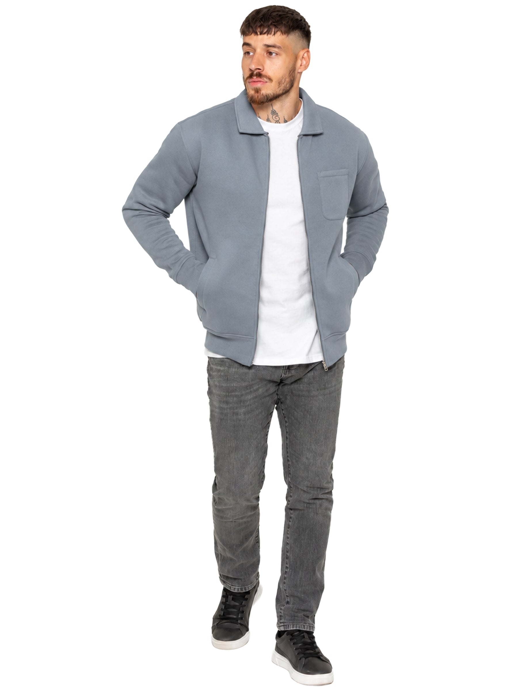 Enzo Milano | Mens Full Zip Collared Sweatshirt