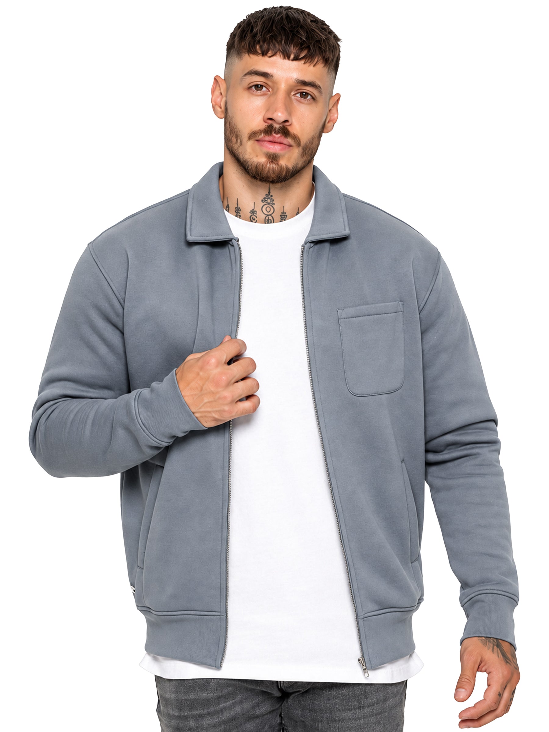 Enzo Milano | Mens Full Zip Collared Sweatshirt