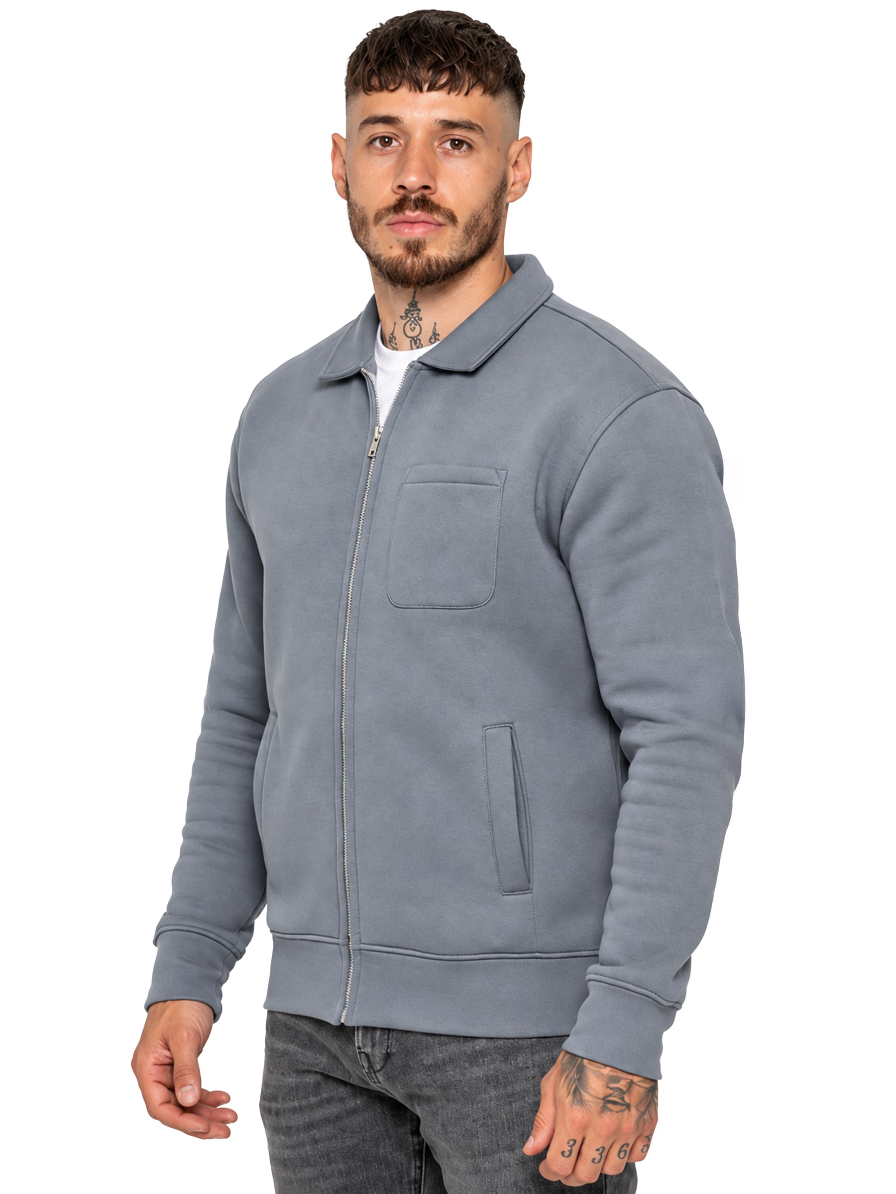 Enzo Milano | Mens Full Zip Collared Sweatshirt