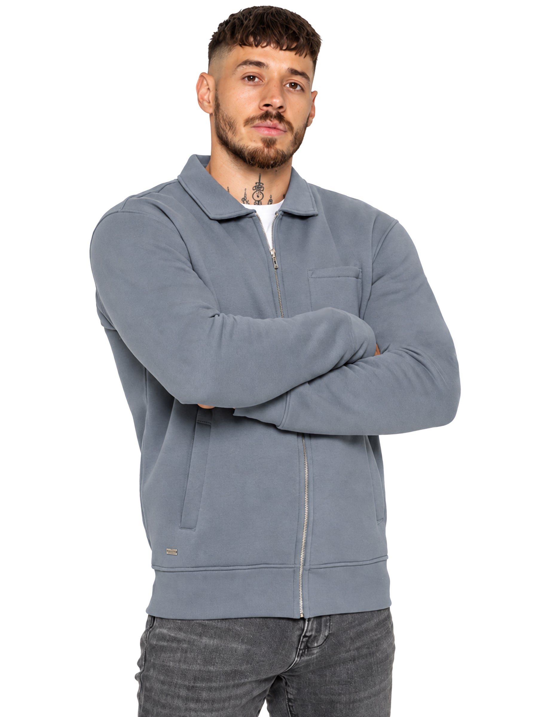 Enzo Milano | Mens Full Zip Collared Sweatshirt