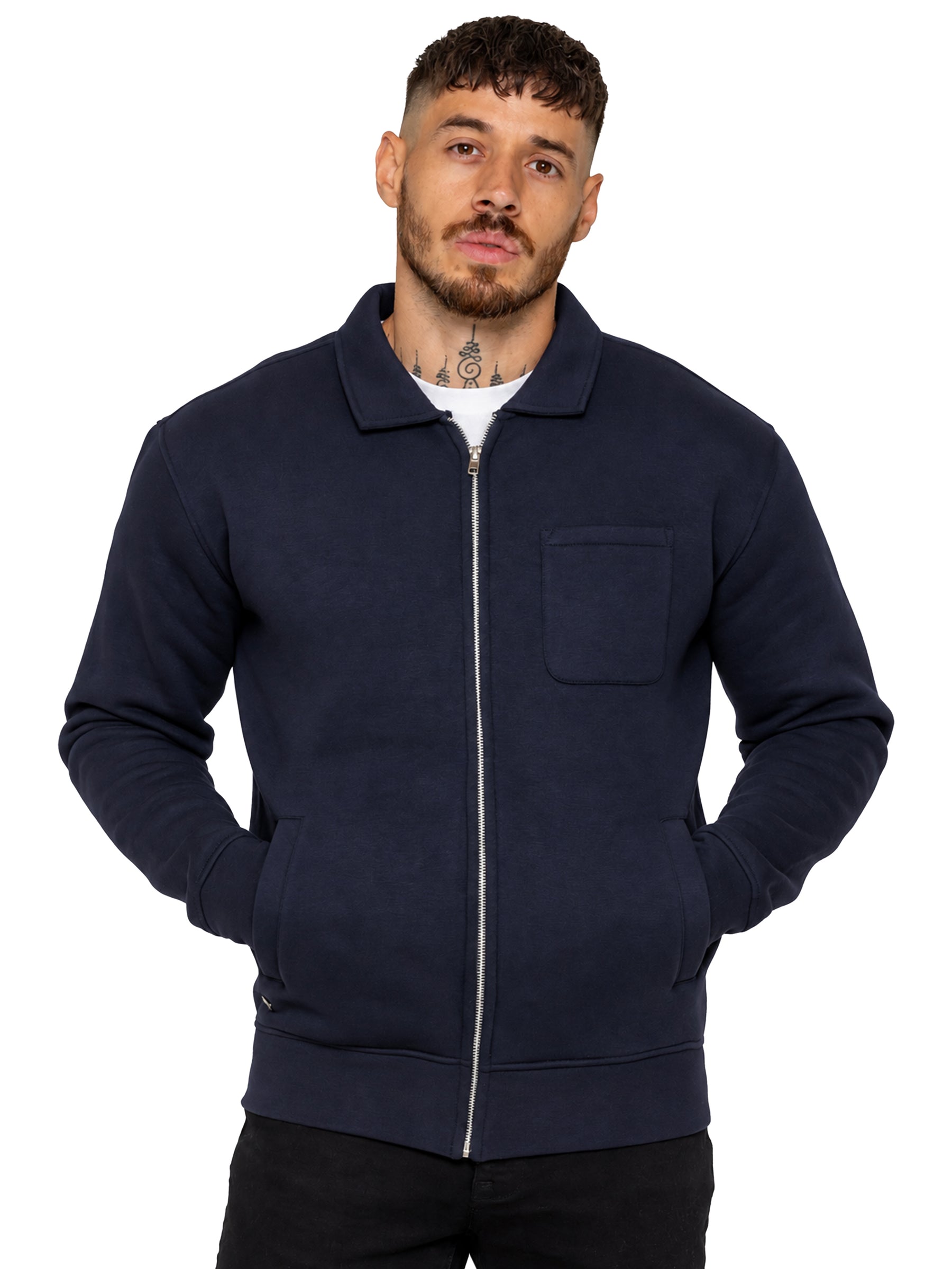 Enzo Milano | Mens Full Zip Collared Sweatshirt