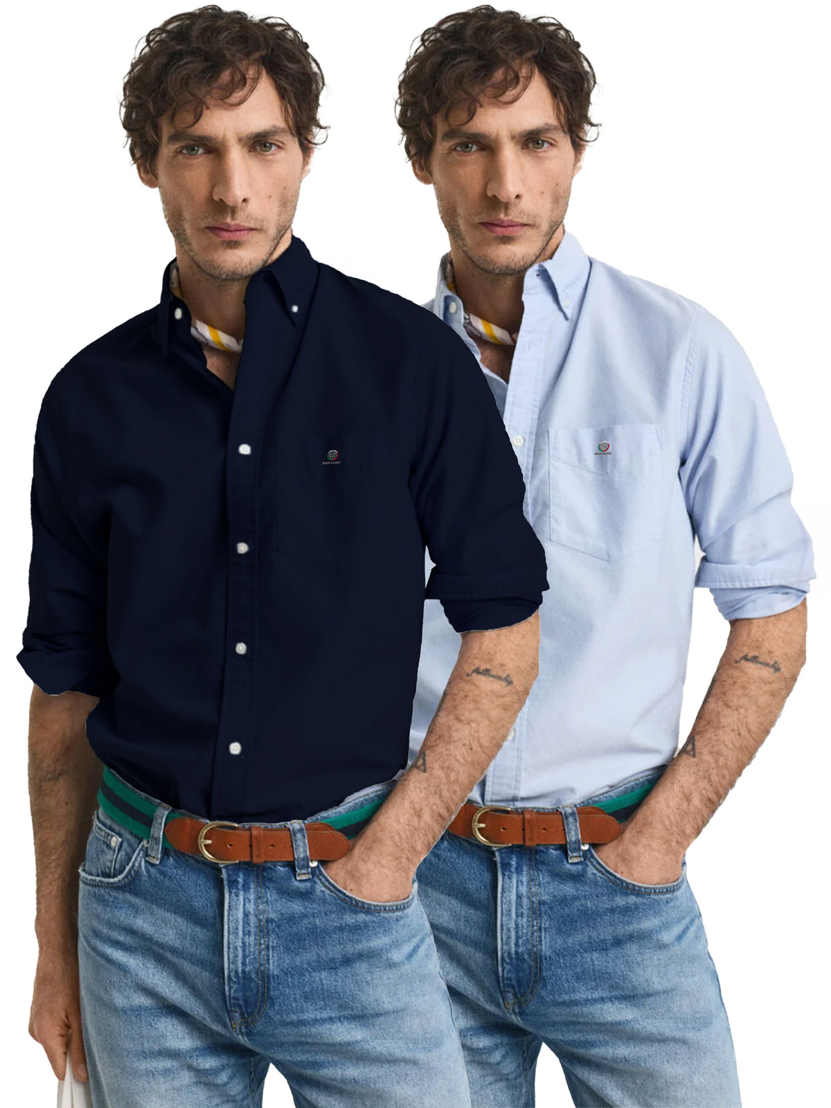 Enzo | Mens Regular Fit Oxford Shirt 2 Pack
