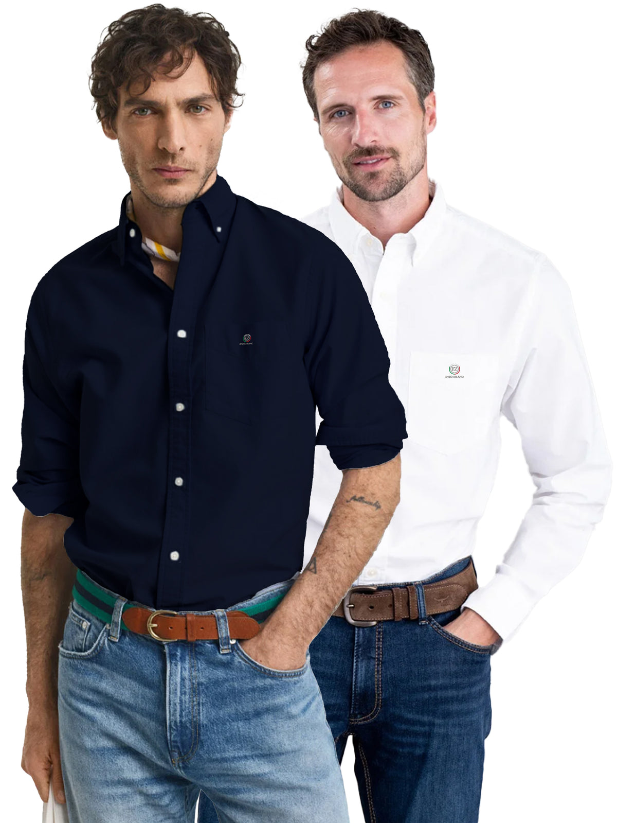 Enzo | Mens Regular Fit Oxford Shirt 2 Pack
