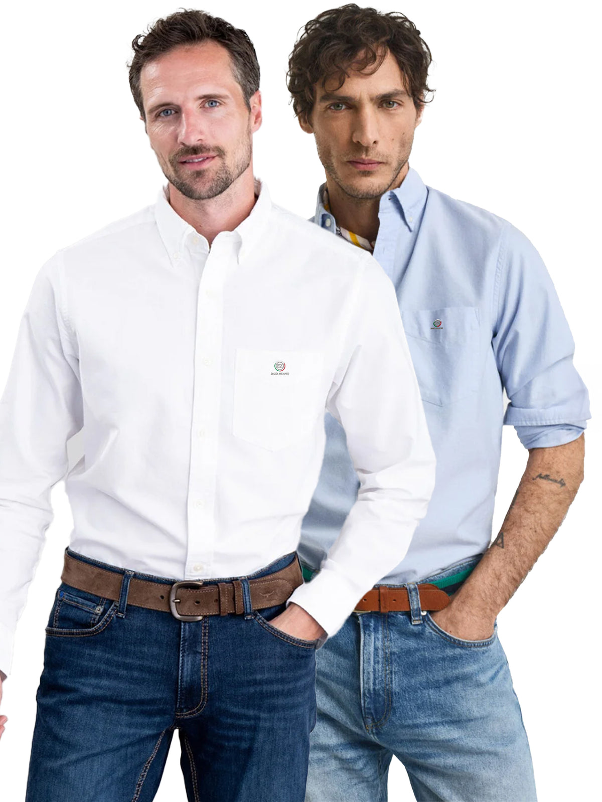 Enzo | Mens Regular Fit Oxford Shirt 2 Pack