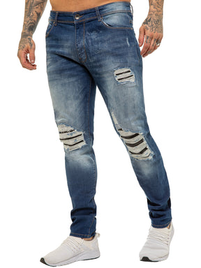 EZ420 Copy of Mens Skinny Ripped Jeans Stretch Denim | Enzo Designer Menswear ENZO RAWDENIM