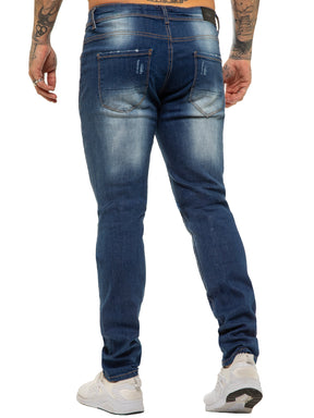 EZ420 Copy of Mens Skinny Ripped Jeans Stretch Denim | Enzo Designer Menswear ENZO RAWDENIM