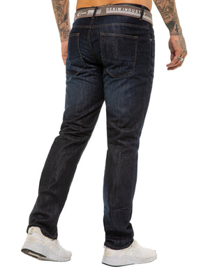 EZ399 MSW Copy of Mens Designer Blue Regular Tapered Fit Denim Jeans | Enzo Designer Menswear ENZO RAWDENIM