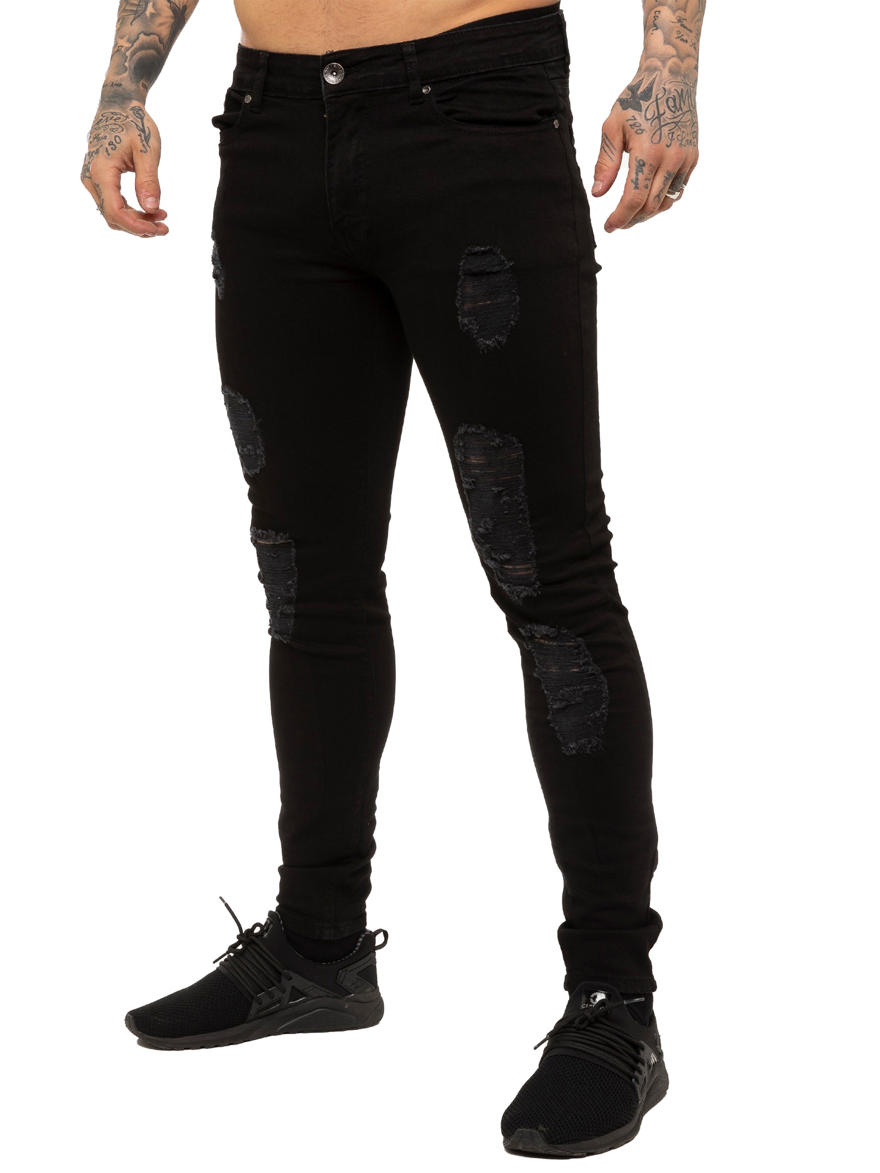 EZ376 Mens Denim Ripped Denim Jeans lsw | Enzo Designer Menswear ENZO RAWDENIM