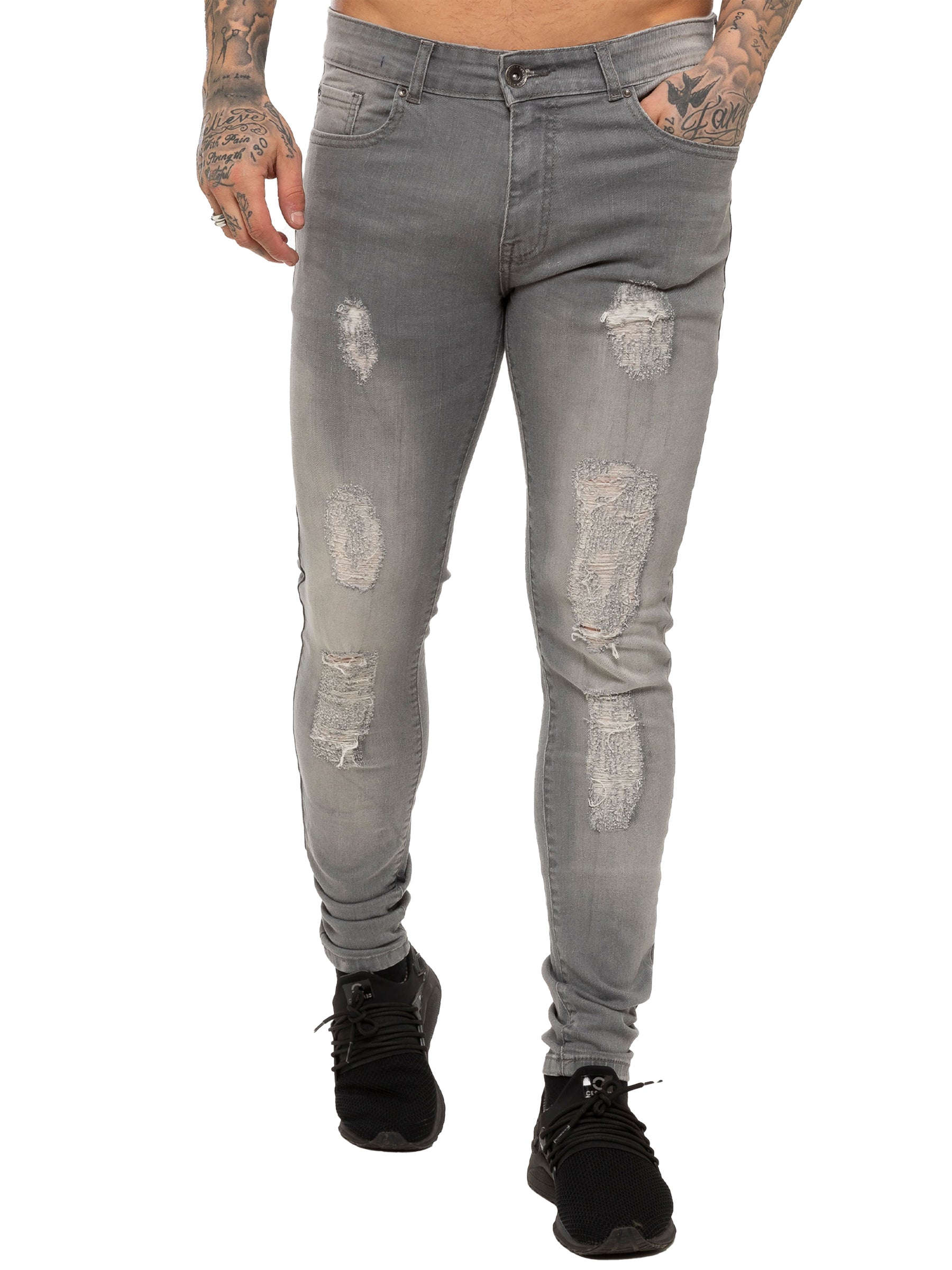 EZ376 Mens Denim Ripped Denim Jeans lsw | Enzo Designer Menswear ENZO RAWDENIM