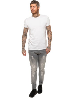 EZ376 Mens Denim Ripped Denim Jeans lsw | Enzo Designer Menswear ENZO RAWDENIM