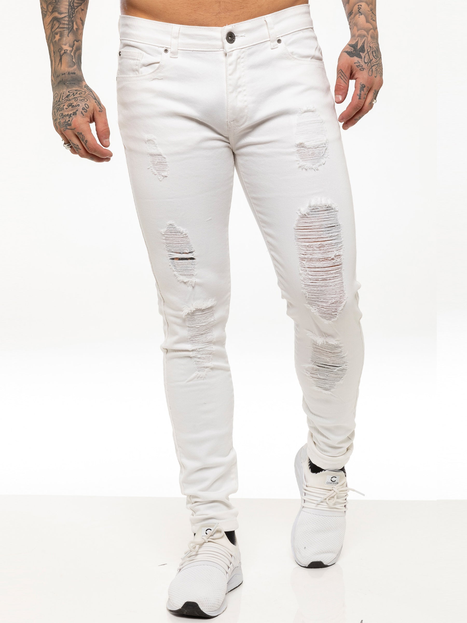 EZ376 Mens Denim Ripped Denim Jeans lsw | Enzo Designer Menswear ENZO RAWDENIM