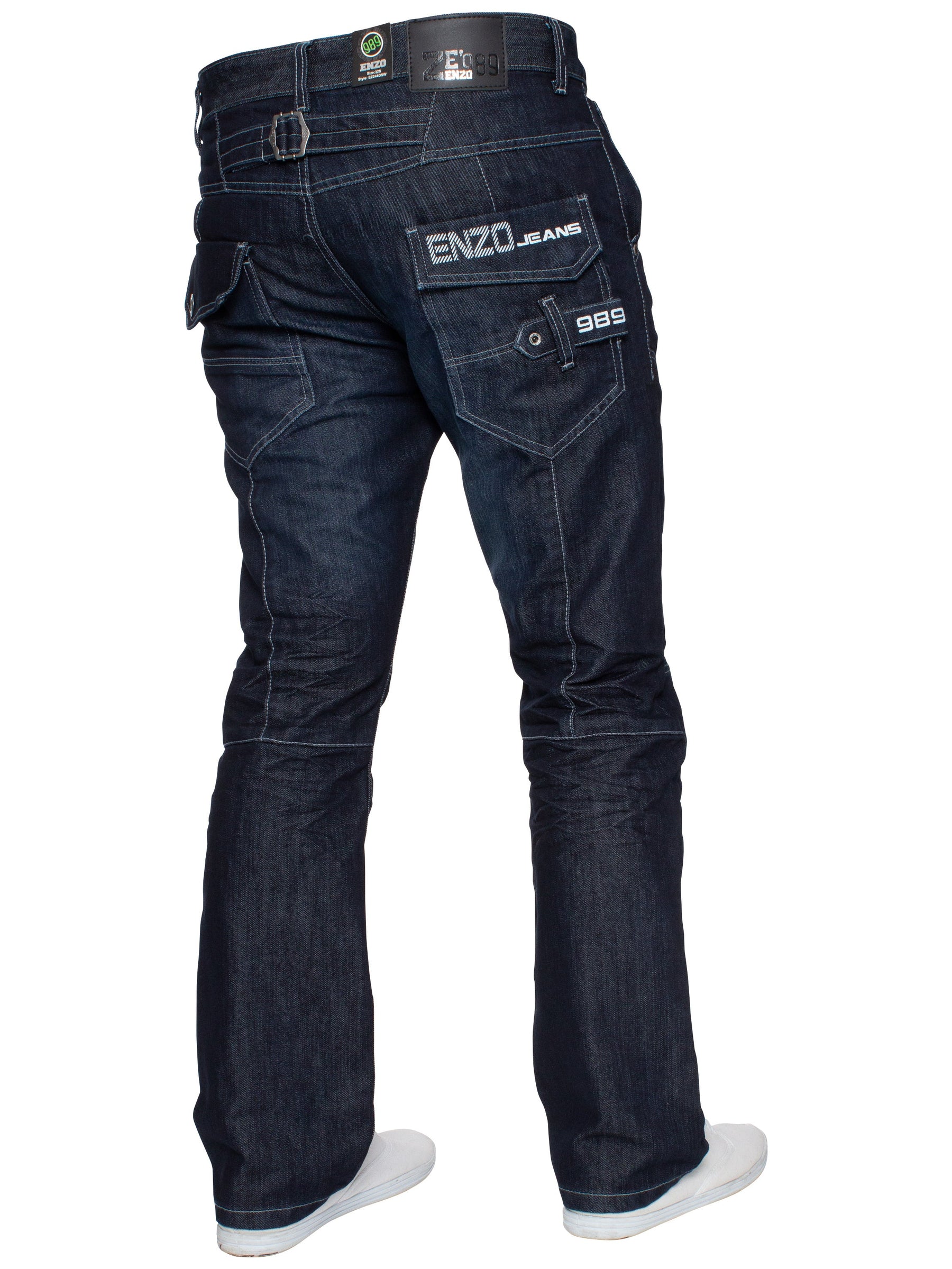 Ze ENZO Ez399 Jeans Uomo Regular Fit - Pantaloni Denim Con Cintura Inclusa - 5 Tasche - Colore Indaco, Taglia 48W / 30L