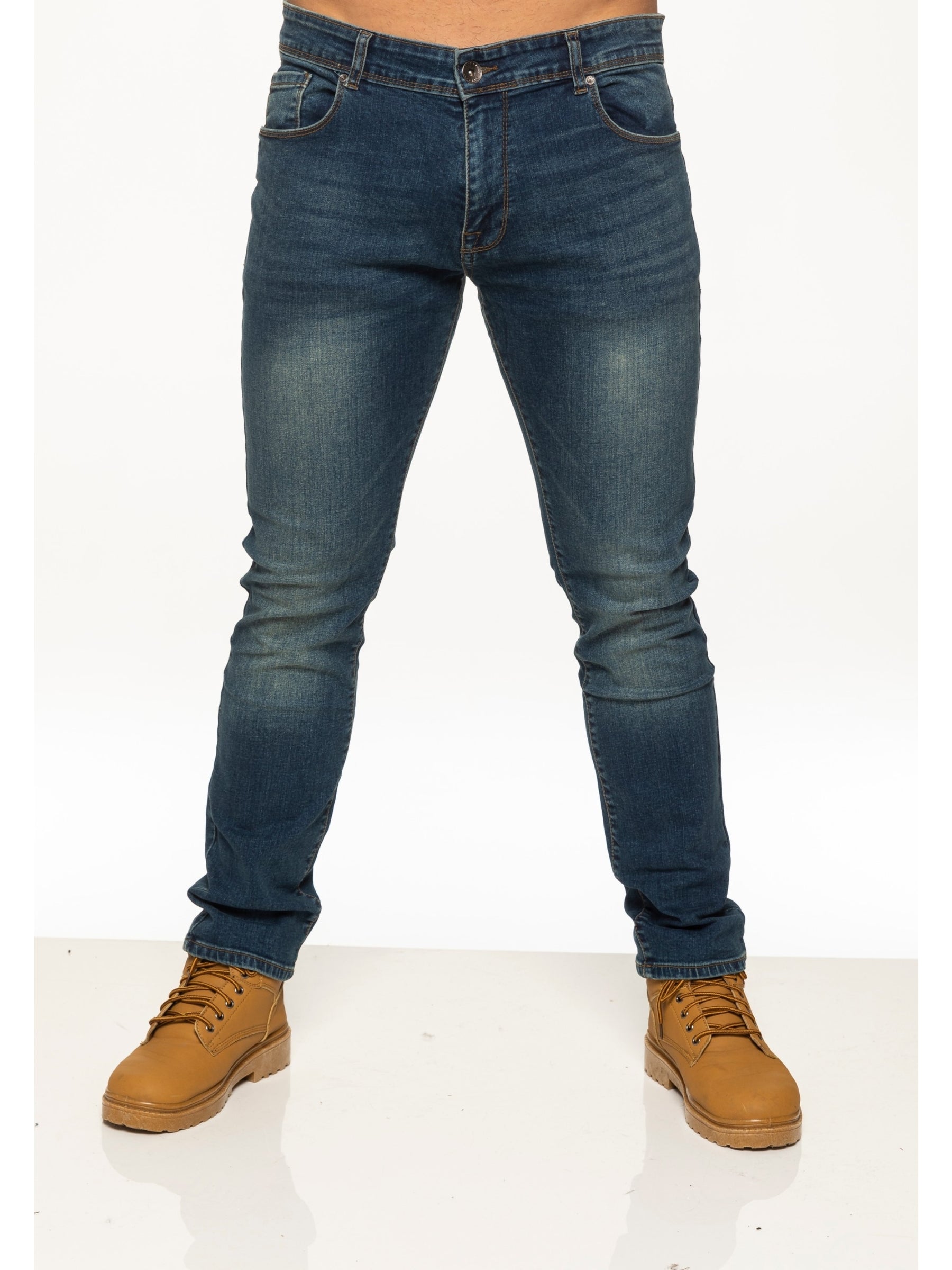 EZ325 MSW Mens Skinny Stretch Stonewash Denim Jeans | Enzo Designer Menswear ENZO RAWDENIM