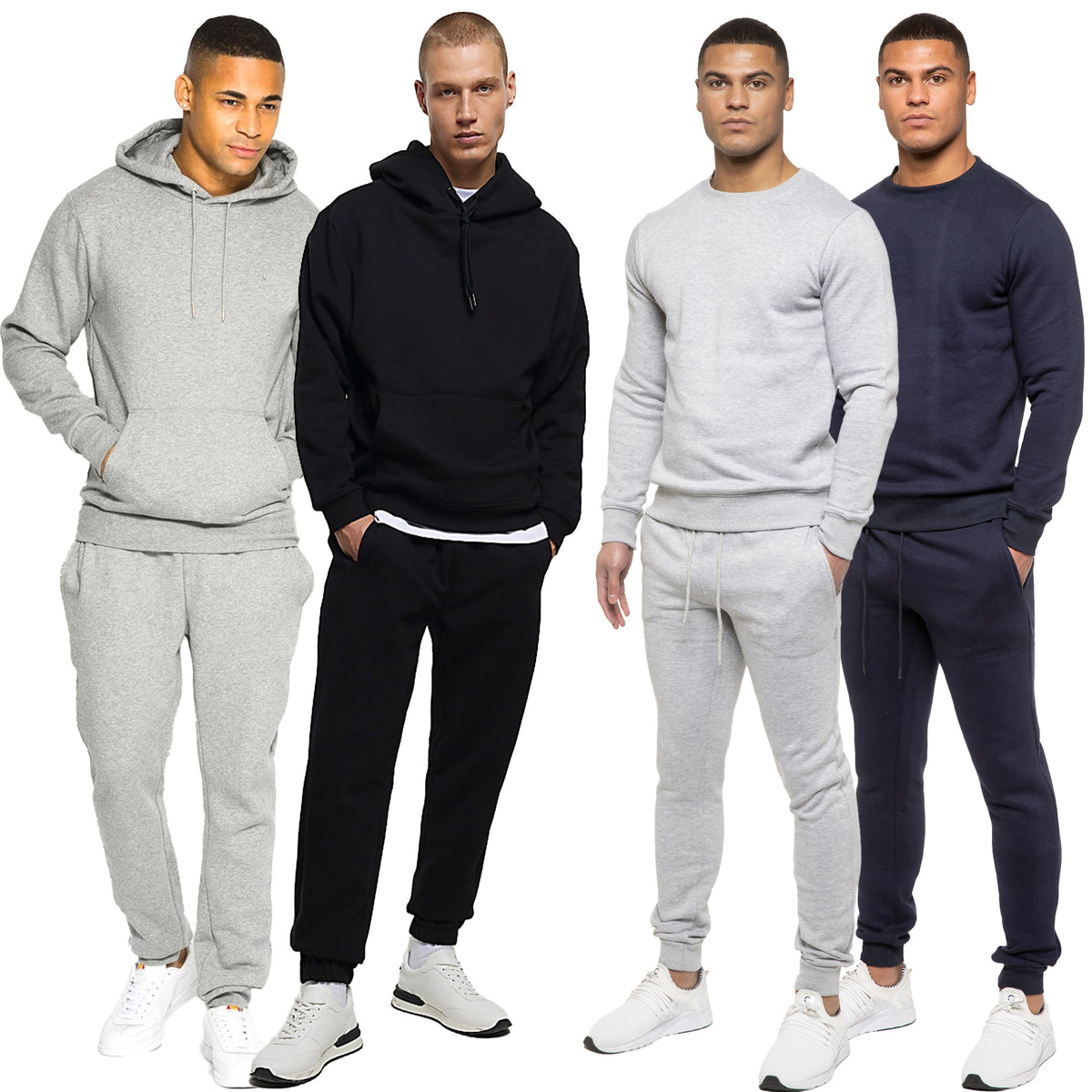 Kruze | Mens Pullover Hoodie Zipped Fleece Tracksuit Set