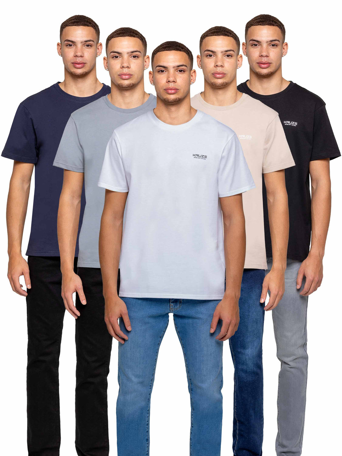 Kruze | Mens Short Sleeves T-shirts 5 Pack