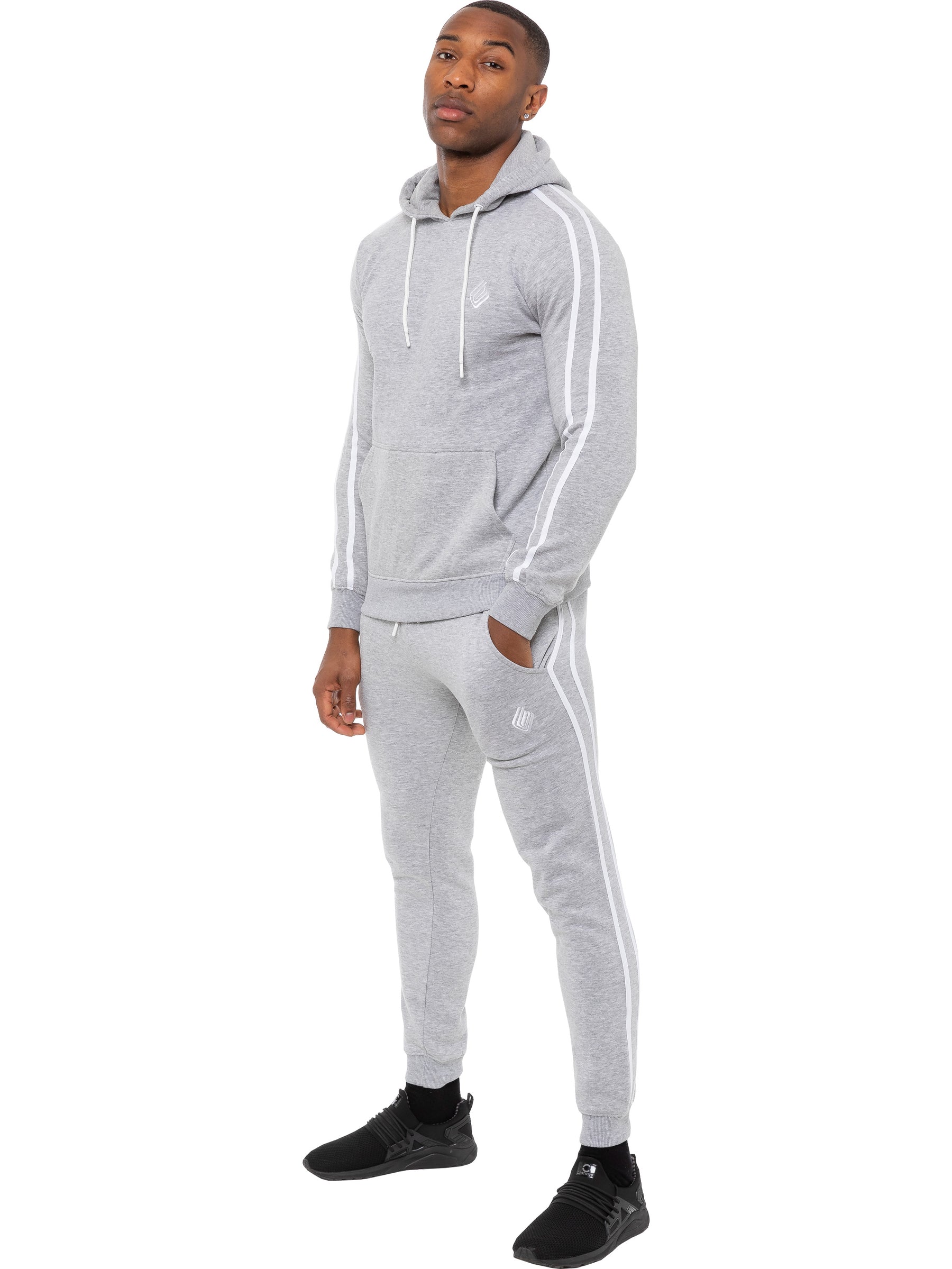 Enzo Mens Pullover Tape Hoodie Tracksuit Set