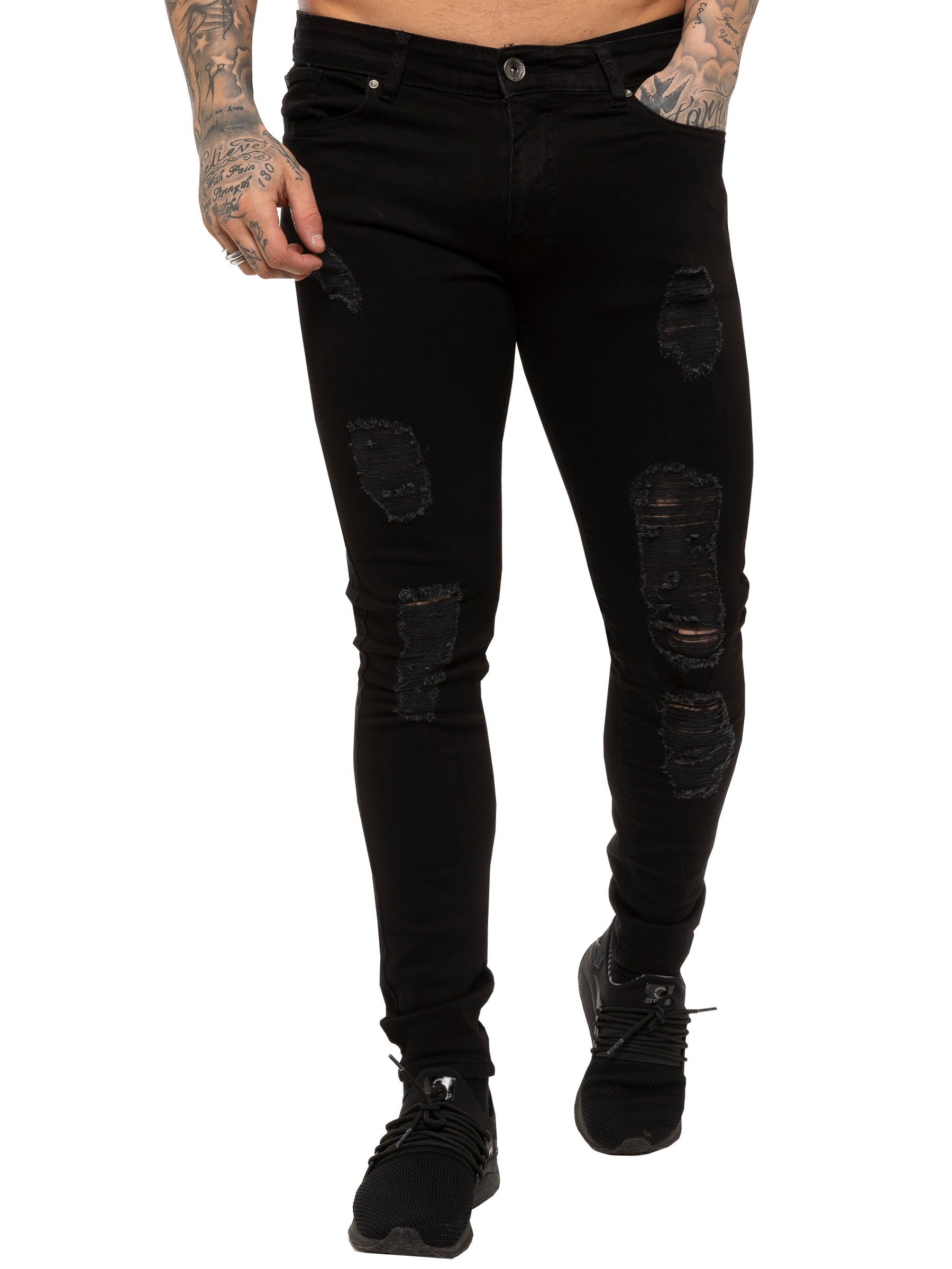 EZ376 Mens Denim Ripped Denim Jeans lsw | Enzo Designer Menswear ENZO RAWDENIM