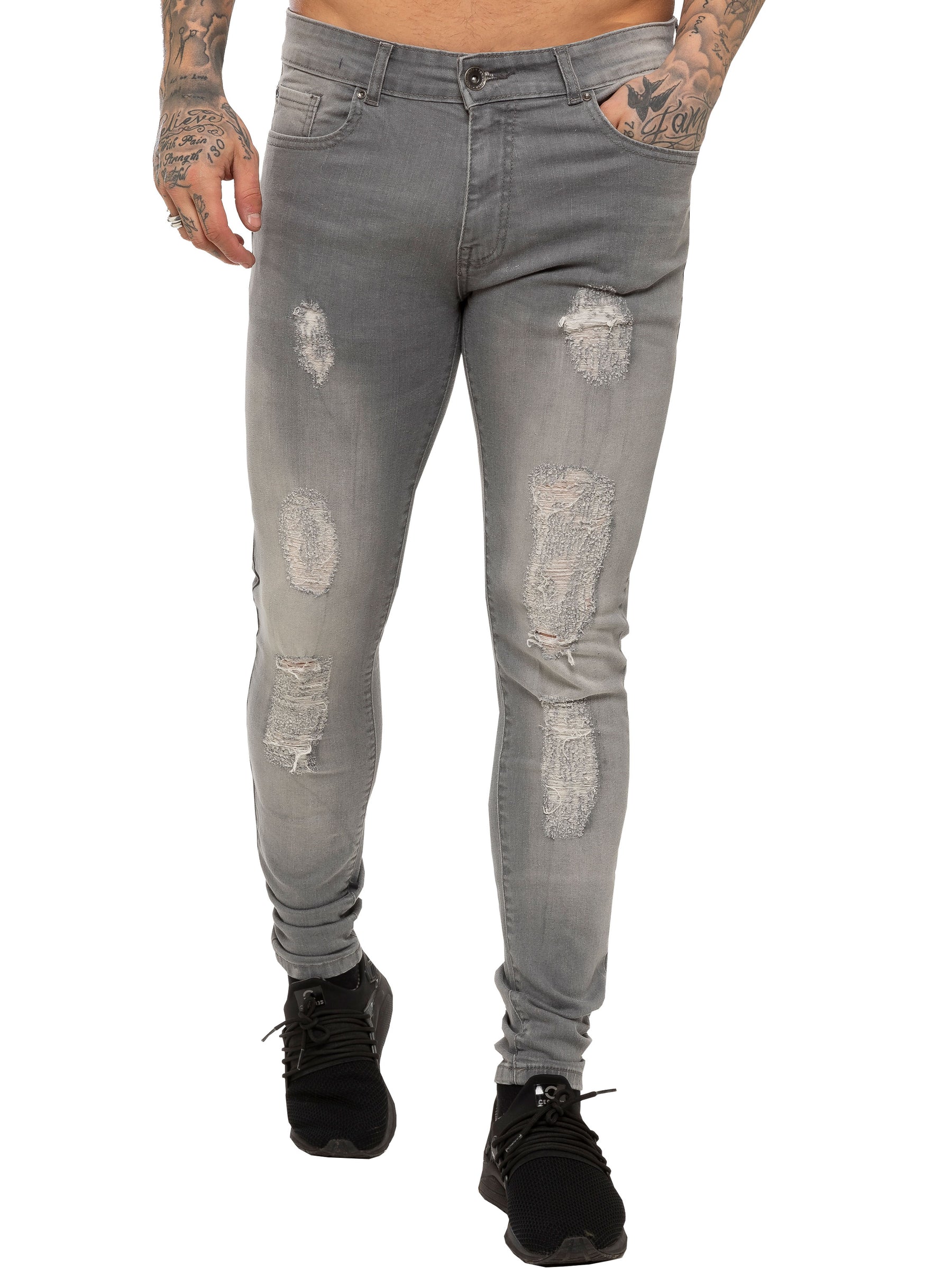 EZ376 Mens Denim Ripped Denim Jeans lsw | Enzo Designer Menswear ENZO RAWDENIM