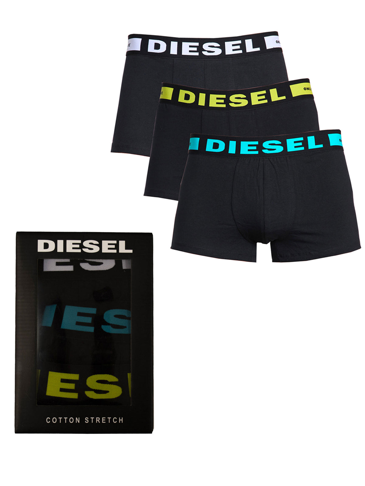DIESEL_BXRS ALL-3PK Diesel | Mens Black Boxers (3 Pack) DIESEL RAWDENIM