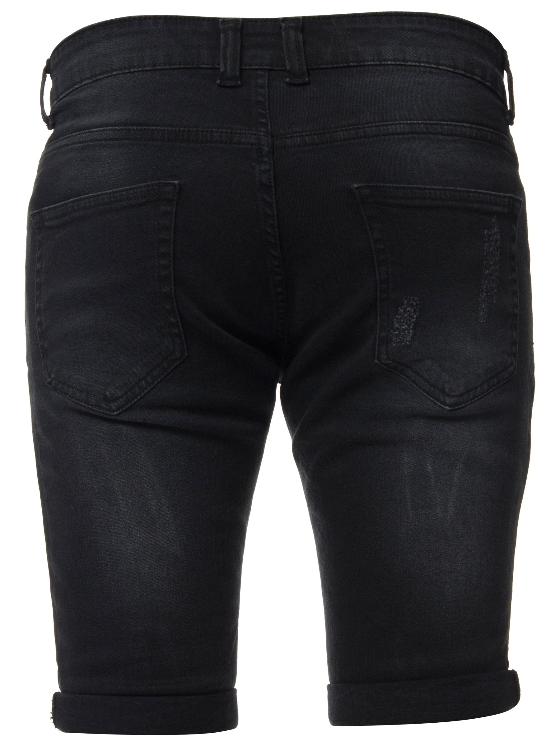 EZS383 Copy of Mens Denim Skinny Fit Distressed Shorts | Enzo Designer Menswear ENZO RAWDENIM