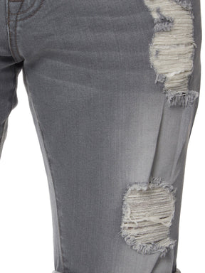 EZS383 Copy of Mens Denim Skinny Fit Distressed Shorts | Enzo Designer Menswear ENZO RAWDENIM