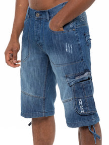 EZS404 Copy of Mens Raw Combat Cargo Denim Shorts | Enzo Designer Menswear ENZO RAWDENIM