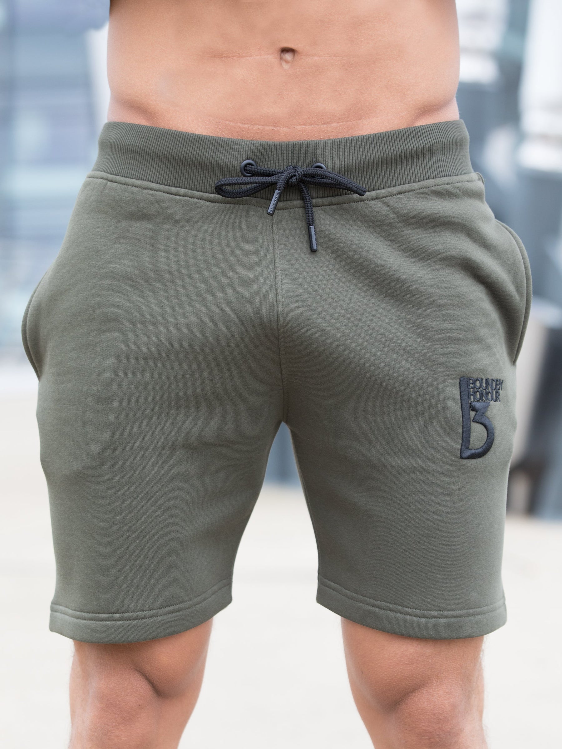 BSH04 Copy of Mens Elasticated Waist Gym Running Fleece Jogging Shorts Bound By Honour RAWDENIM