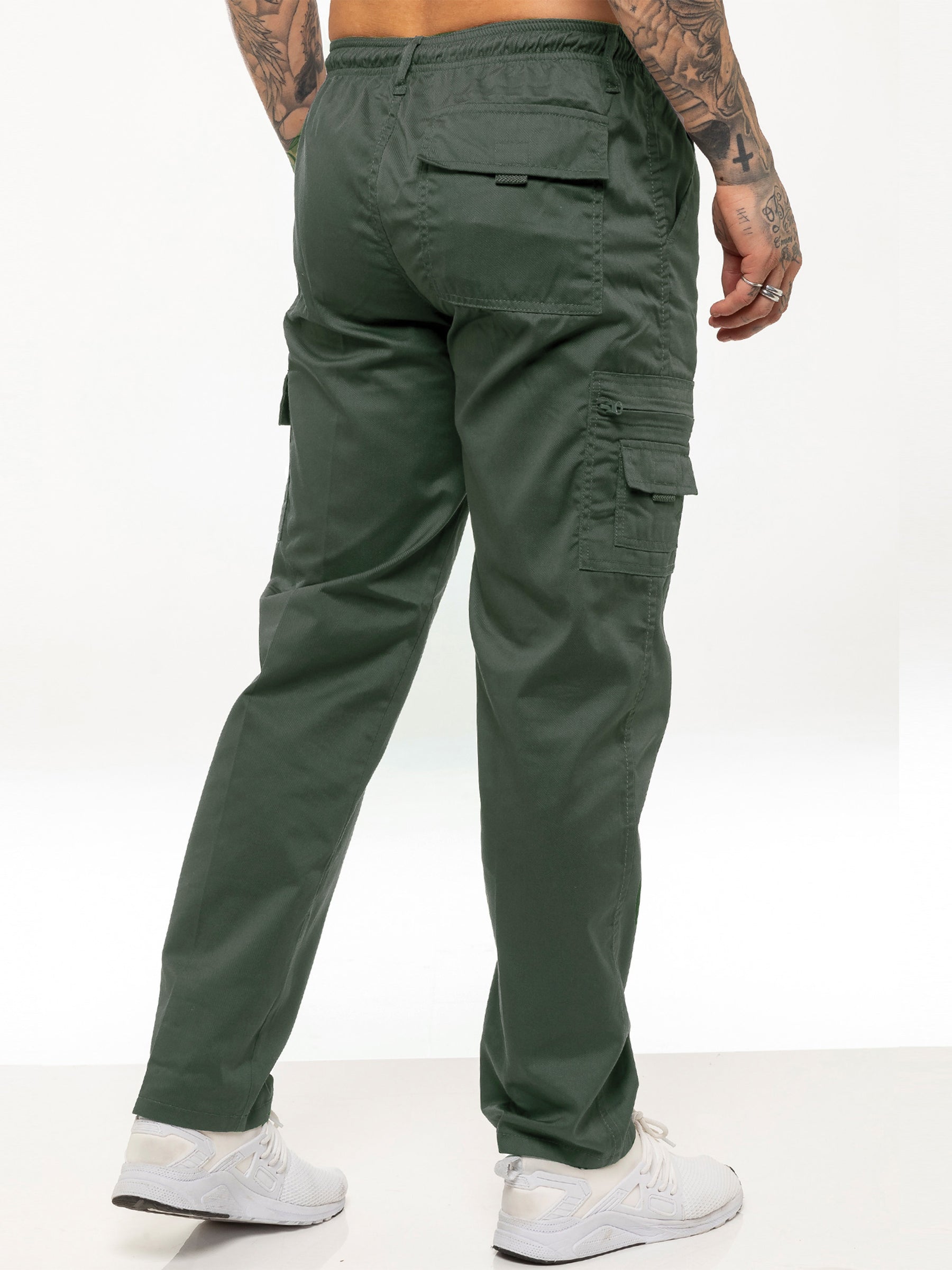 KZ119 Kruze | Mens Elasticated Designer Cargo Combat Chino Trousers KRUZE RAWDENIM