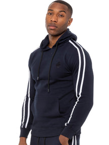 EZOHD584T Mens Striped Fleece Pullover Hoody | Enzo Designer Menswear ENZO RAWDENIM